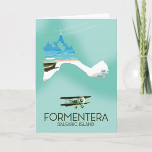 Cartão De Festividades Cartaz de viagem do mapa da ilha Balear de Forment