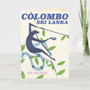 Cartão De Festividades Cartaz de viagem estilo vintage Colombo Sri Lanka