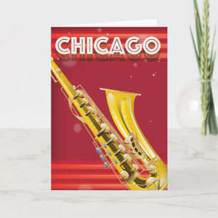 Cartão De Festividades Cartaz de viagem Saxofone de Chicago