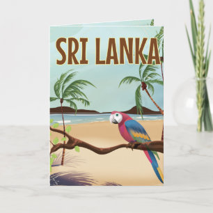 Cartão De Festividades Cartaz de viagem vintage da Praia do Sri Lanka
