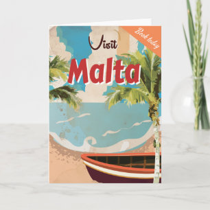 Cartão De Festividades Cartaz de viagem vintage de férias em Malta.