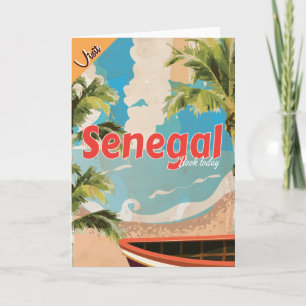 Cartão De Festividades Cartaz de viagem vintage de férias no Senegal.