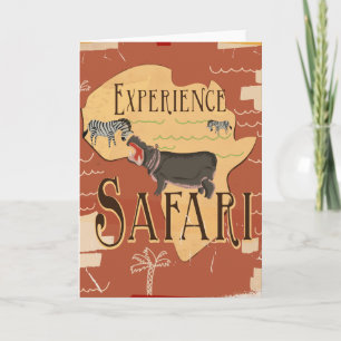 Cartão De Festividades Cartaz de Viagem Vintage Safari Africano