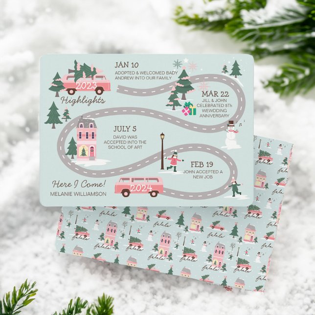 Cartão De Festividades Cartaz sobre o fim do ano (Year End Highlight Van Life Christmas Road Map Holiday Card)