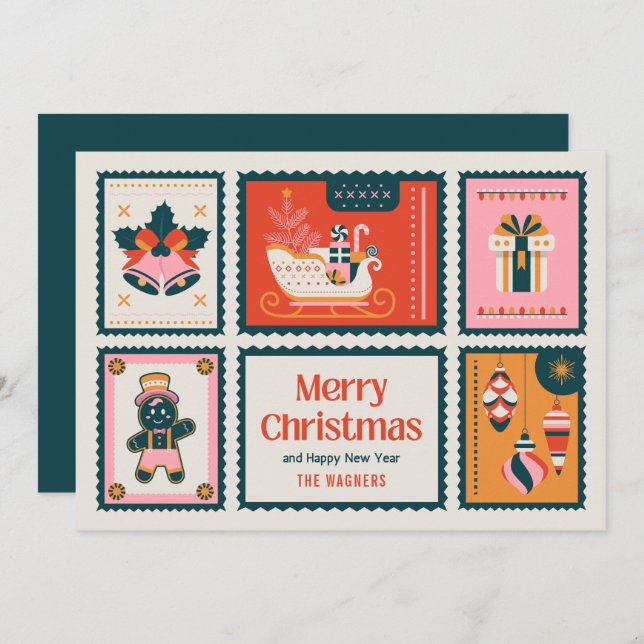 Cartão De Festividades Cartazes Coloridos Saudação Feliz de Natal (Frente/Verso)