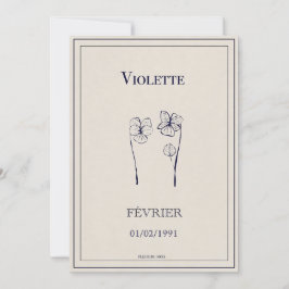 Cartão De Festividades Carte cadeau fleur de naissance février violette
