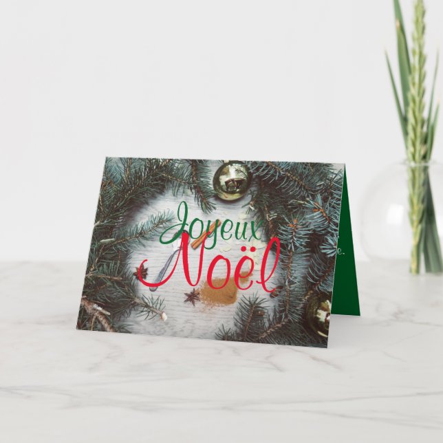 Cartão De Festividades Carte de Joyeux Noël Décoration Sapin Boules GC (Frente)