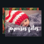 Cartão De Festividades Carte de voeu foto moderna Joyeuses Fêtes<br><div class="desc">Un style Simple et élégant pour cette carte de voeu en français,  personalizável avec votre photopicture.</div>