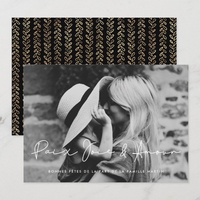 Cartão De Festividades Carte de voeu foto Paix Joie & Amour (Frente/Verso)