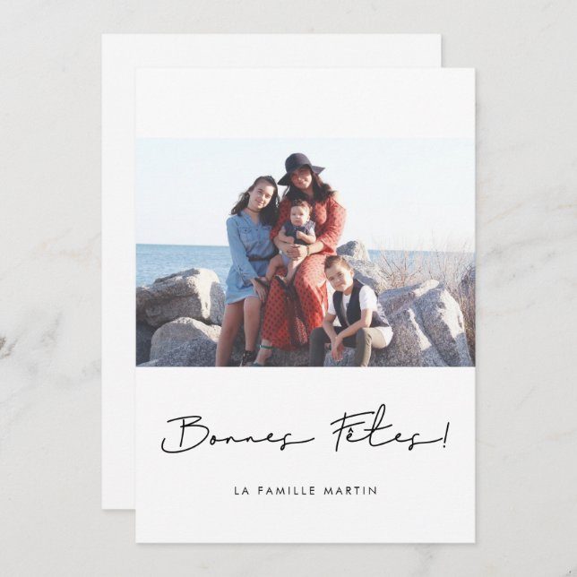 Cartão De Festividades Carte de voeu fotografia Bonnes fêtes à personnali (Frente/Verso)