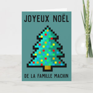 Cartão De Festividades Carte de voeux Joyeux Noël - pixel art sapin 8 bi