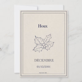 Cartão De Festividades Carte fleur de naissance décembre, houx
