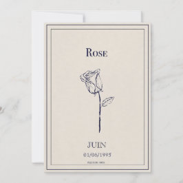 Cartão De Festividades Carte fleur de naissance mois de juin rose