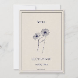 Cartão De Festividades Carte fleur de naissance mois de septembre aster.