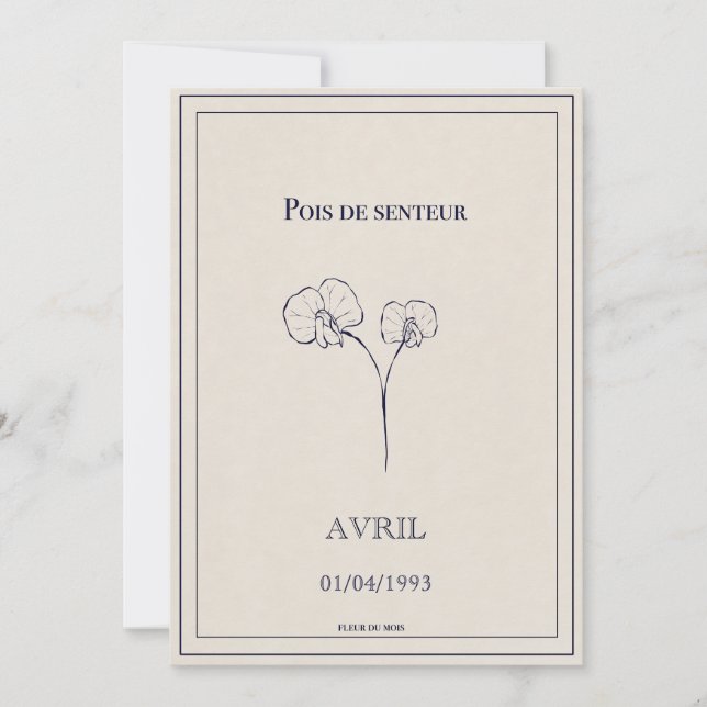 Cartão De Festividades Carte fleur du mois de naissance avril  (Frente)