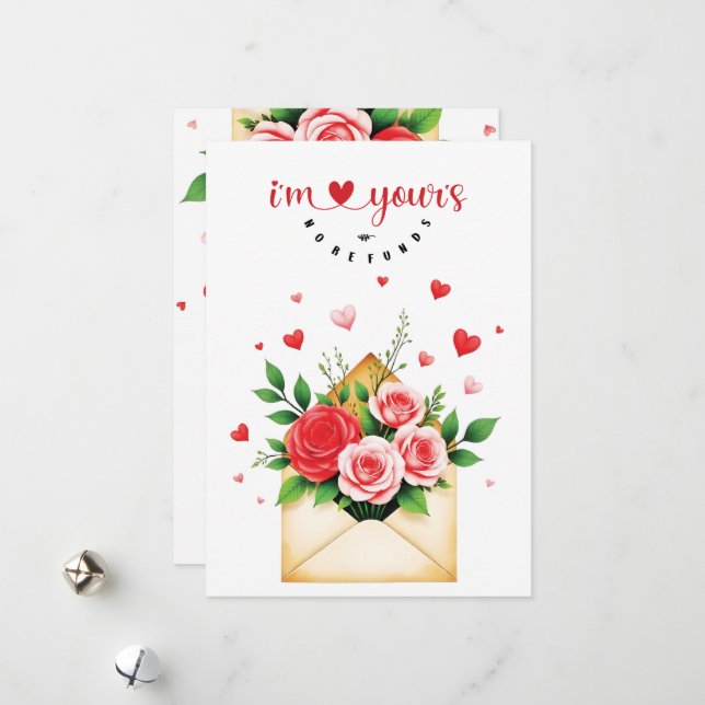 Cartão De Festividades Carte Saint-Valentin - "I'm yours, no refunds" (Frente/Verso In Situ)