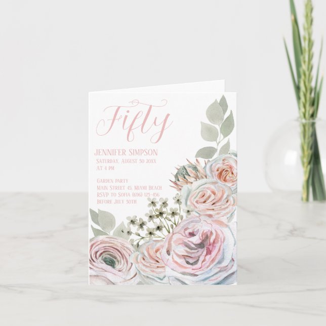 Cartão De Festividades Carteira rosa pálida de Aniversário dobrada (Frente)