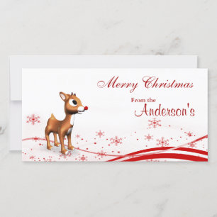 Cartão De Festividades Cartoon Bonito Reindeer Marcar Presente de Natal