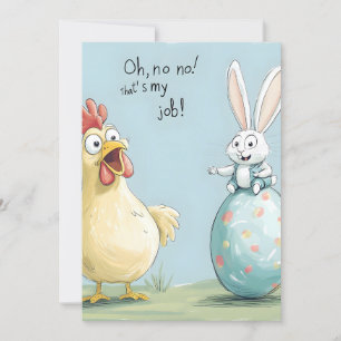 Cartão De Festividades Cartoon Bunny Pintinho, Diversão de Páscoa de Ovo