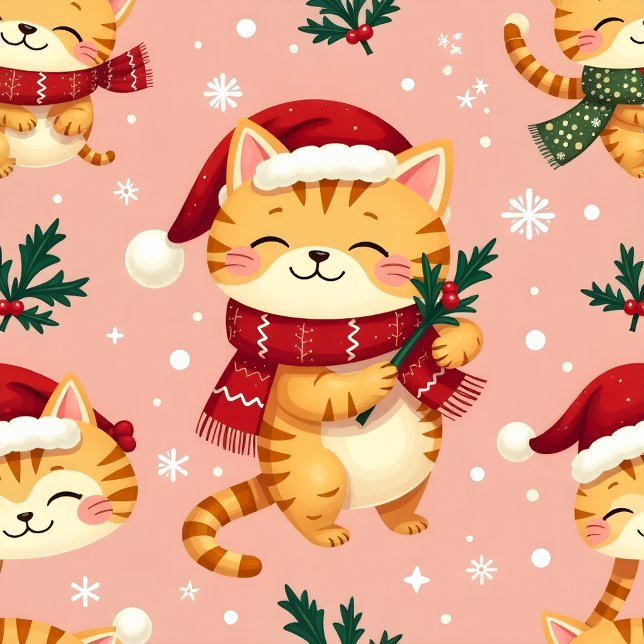 Cartão De Festividades Cartoon Cat  (Cute Christmas Cat!)