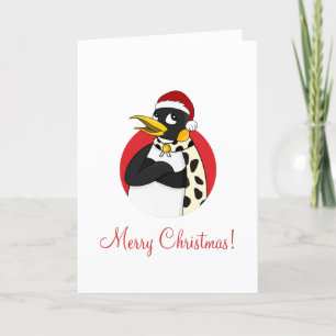 Cartão De Festividades Cartoon de Natal do Imperador Sorridente Pinguim F
