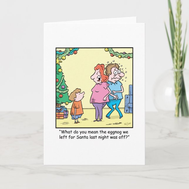 Cartão De Festividades Cartoon de Natal Off Eggnog (Frente)