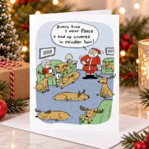 Cartão De Festividades Cartoon de Renas de Natal Engraçado - Fleece Navid