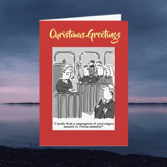 Cartão De Festividades Cartoon do Tribunal Jurídico com Código QR no Nata (Criador carregado)