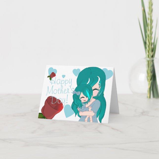 Cartão De Festividades Cartoon Mãe e Filha (Frente)