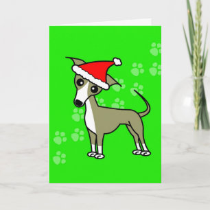 Cartão De Festividades Cartoon Santa Hat, um Grego Italiano
