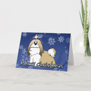 Cartão De Festividades Cartoon Shih Tzu Christmas Card