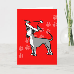 Cartão De Festividades Cartoon Vermelho Santa Chapéu, um Quinto Grego Ita