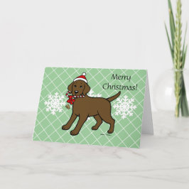 Cartão De Festividades Cartum de chocolate de Natal Labrador
