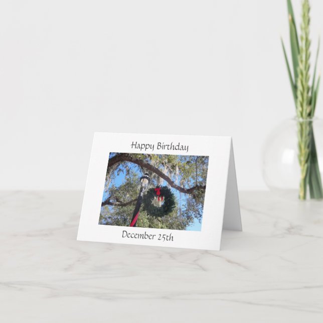 Cartão De Festividades Carvalho de Natal de aniversário (Frente)