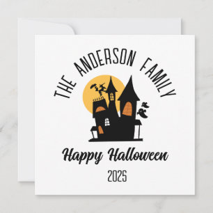 Cartão De Festividades Casa Assombrada Assustadora de Halloween Nome Pers