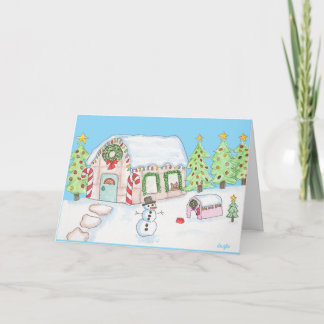 Cartão De Festividades Casa de Biscoito de Natal