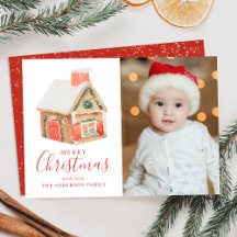 Casa de Biscoito de Natal em Aquarela Foto Feliz N