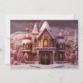 Cartão De Festividades Casa de Biscoito de Natal Fantasia com Doces 3