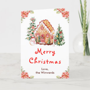 Cartão De Festividades Casa de Biscoito de Natal Vermelho Feliz Natal