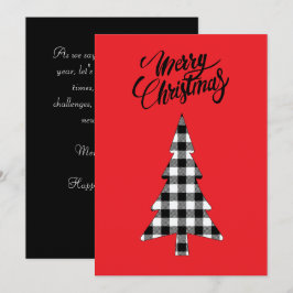 Cartão De Festividades Casa de Campo Vintage Xadrez Búfalo Preto e Branco