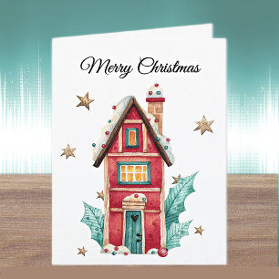 Cartão De Festividades Casa de Doces Mágicos de Natal Personalizada