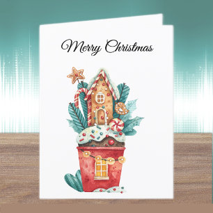 Cartão De Festividades Casa de Doces Mágicos de Natal Personalizada