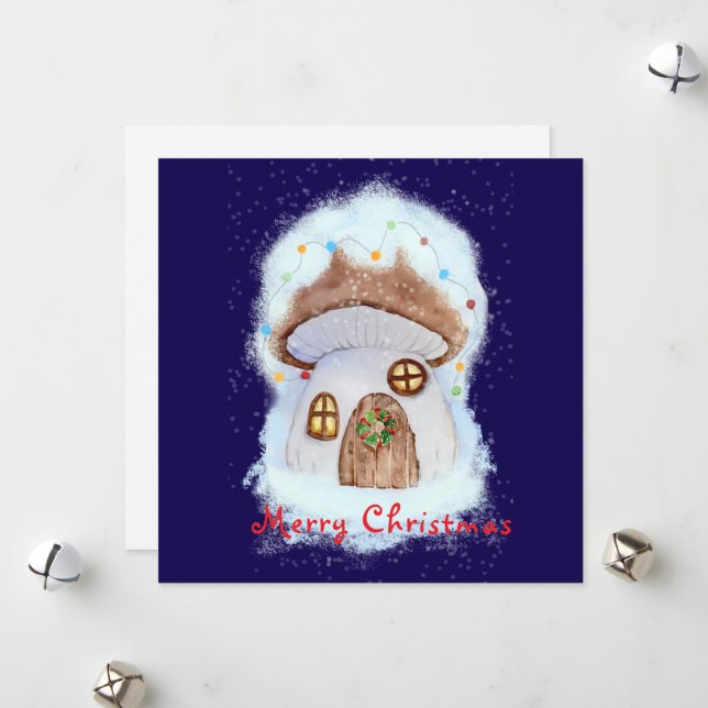 Cartão De Festividades Casa de fada de Natal (Frente/Verso In Situ)