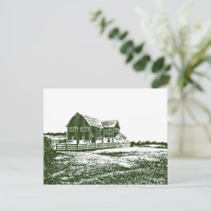 Cartão De Festividades Casa de fazenda em estilo xilogravura paisagem rur