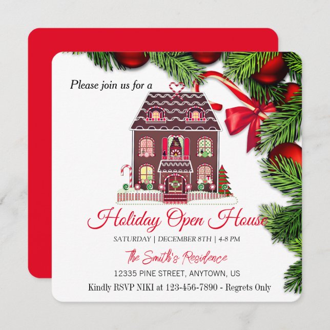 Cartão De Festividades Casa de Gengibre, Coroa de Natal (Frente/Verso)