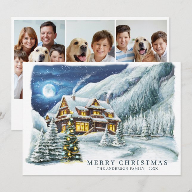 Cartão De Festividades Casa de Natal da Casa Festiva (Frente/Verso)