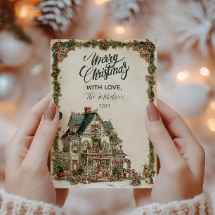 Cartão De Festividades Casa de Natal Vitoriana