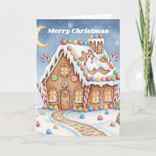 Cartão De Festividades Casa de Pão de Mel Natal Fantasia