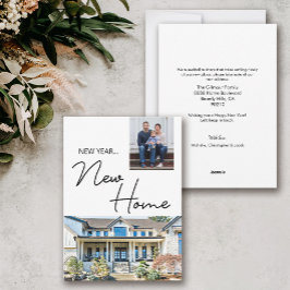 Cartão De Festividades Casa e Foto da Nova Família Doméstica de Ano Novo
