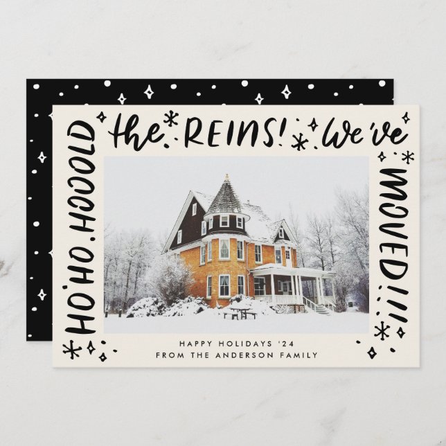 Cartão De Festividades Casa Engraçada Movendo a Preta - Foto de Natal (Frente/Verso)